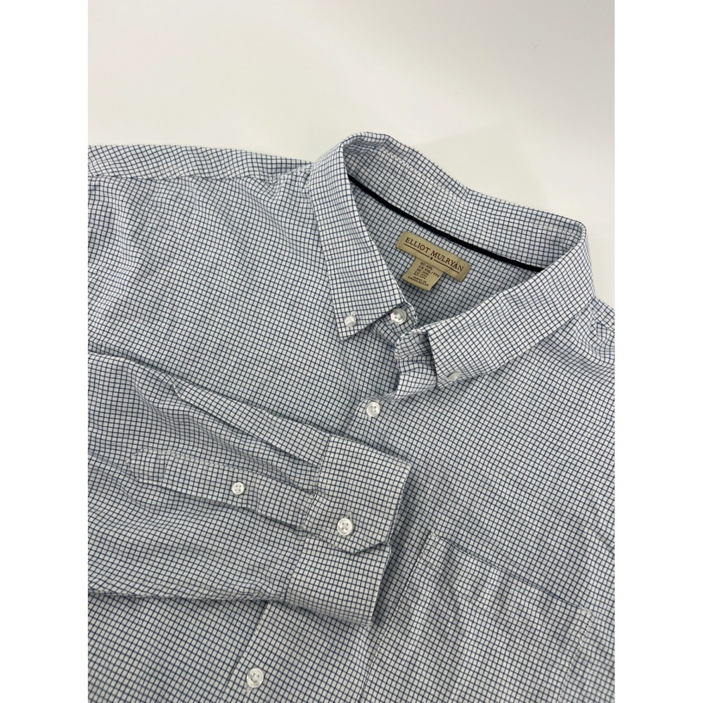Elliot Mulryan Mens XXL Button Down Shirt Blue Gingham Plaid Check Long Sleeve